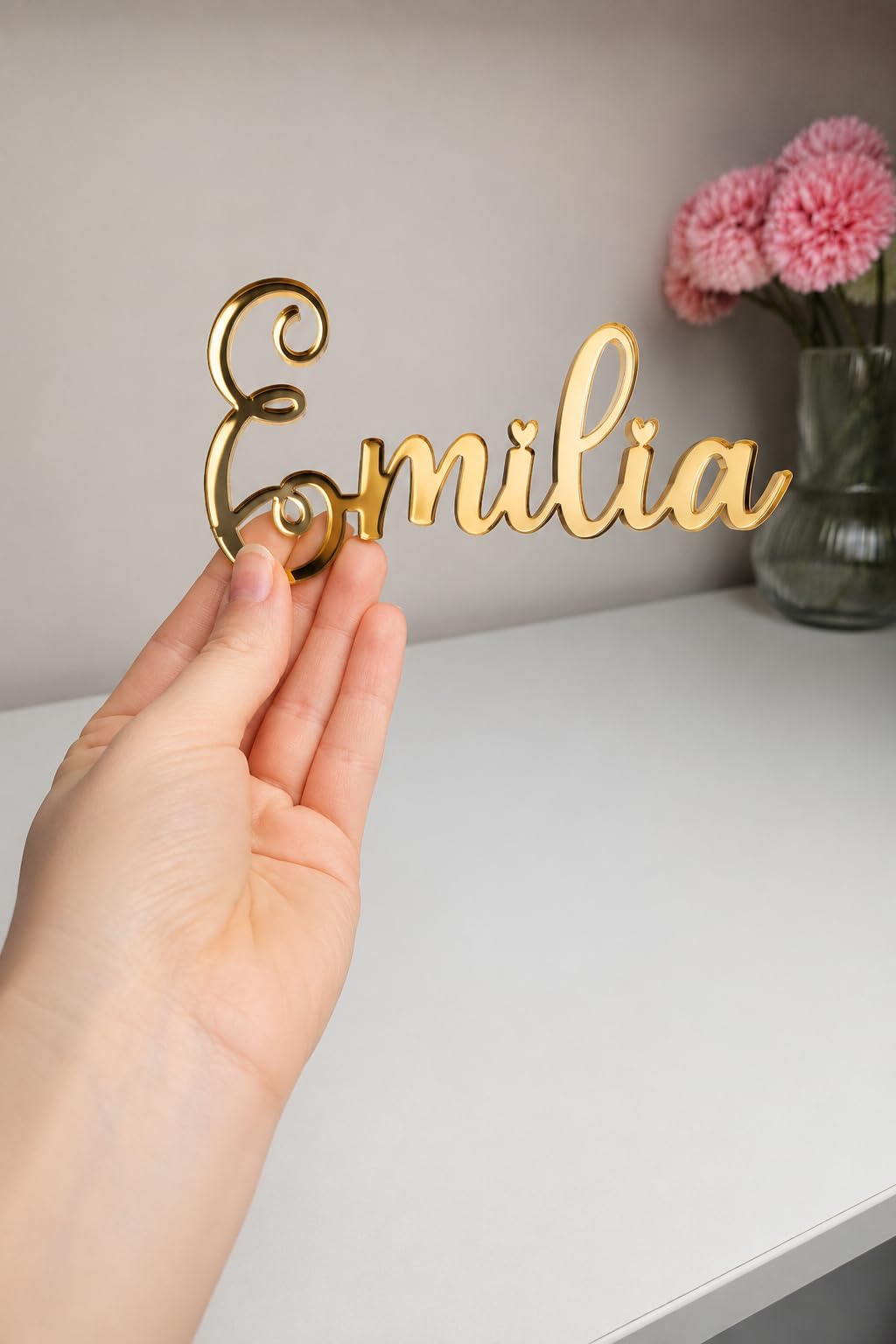 Custom Name Cake Topper Personalised 3mm Thick Acrylic Happy Birthday Cake Decoration for Engagement, Wedding, Anniversary and Celebration Cakes