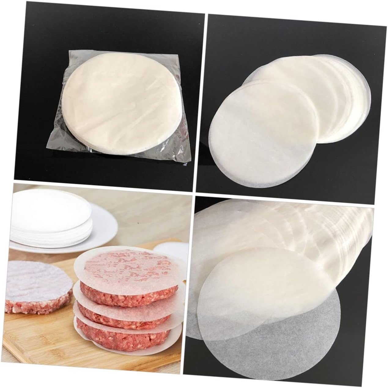 Non-Stick Hamburger Patty Paper Sheets 6 Inch Round Burger Press Parchment Paper for Baking Freezing Separating Meat Patties 200 Count