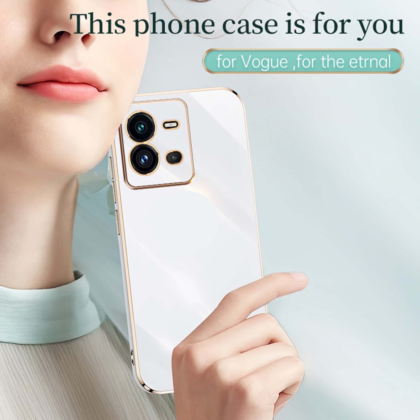 Cover Trasparente Con Bordo Colorato Per Vivo X80 Lite / V25 – Antiurto TPU+PC – Bianco