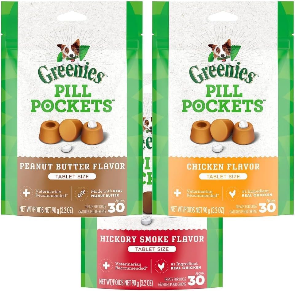 Greenies greenies Bundle Pack Pill Pocket Tablet for Dogs (3 Pack) Flavored Dog Treats (90 Tablets) Bundle (Variety Bundle)
