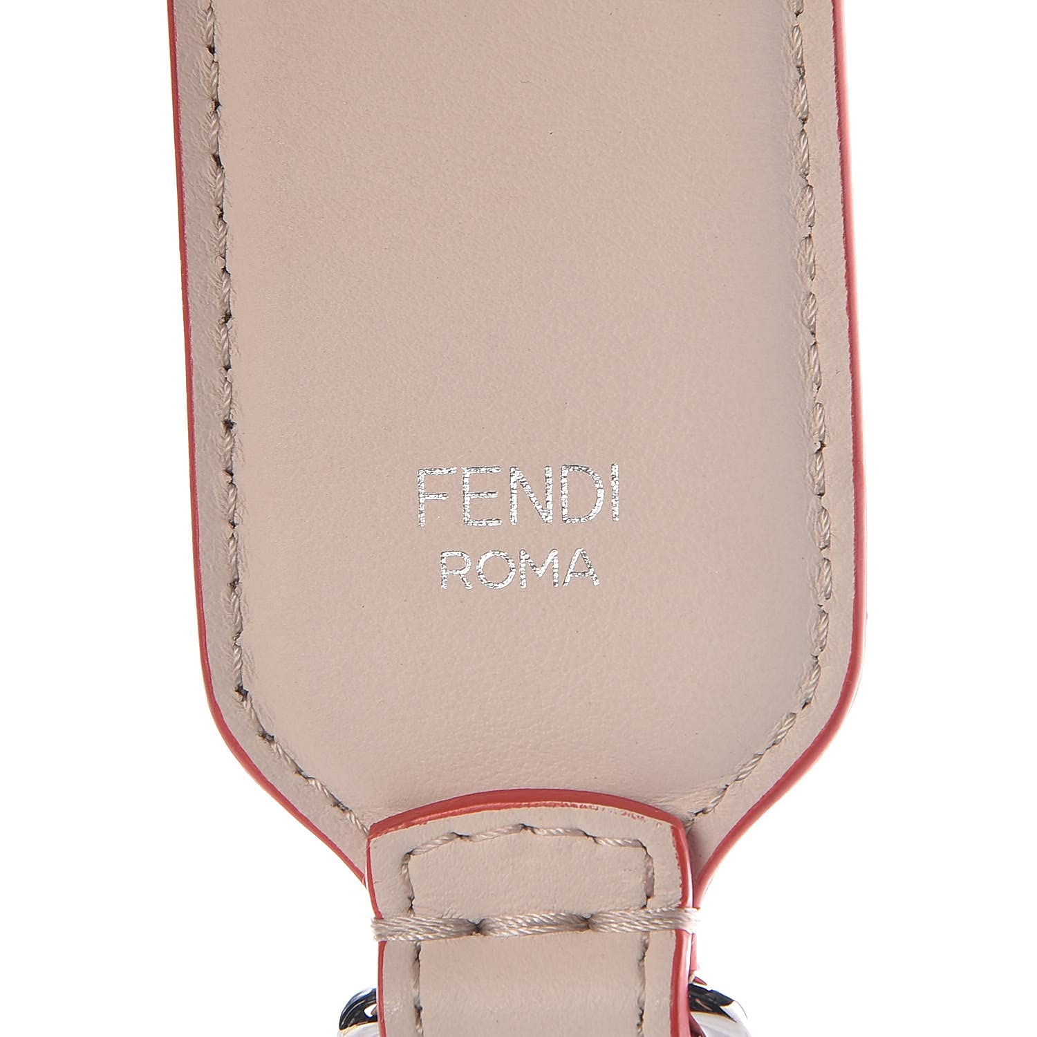 Fendi Taupe Leather Shoulder Strap with Multicolor Geometric Studs Fendi Taupe Leather Studded Strap You Shoulder Bag Strap  main image 4