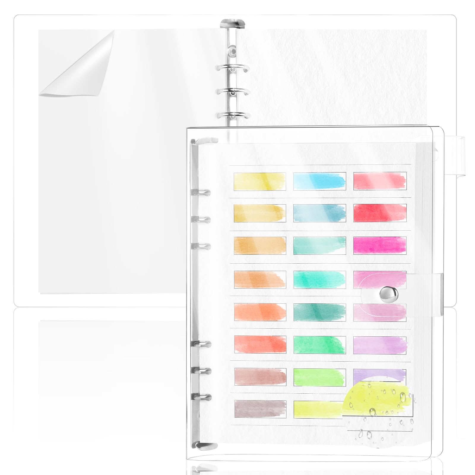 1 Pack Watercolor Swatch Book for Artists 140Lb 100% Cotton 15 Sheets Acid-Free Travel Size Painters Color Diary Spiral-Bound A5 Watercolor Journal Paper for Oil Pastels with Glassine PVC Cover (1)