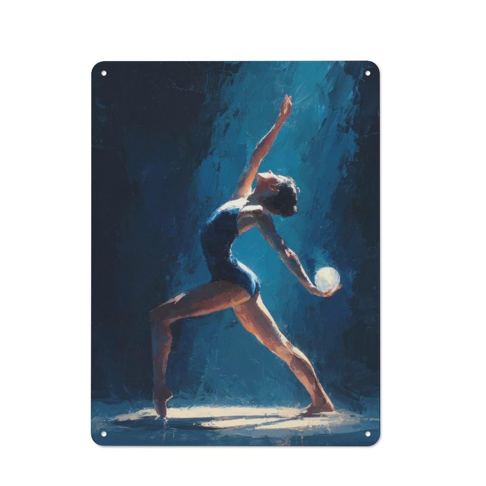 Junmoney Ballerina In Blue Spotlight Painting Rhythmi Vintage Metal Sign 40X30cm Featuring C Gymnastics Wall Art, Home Bar Decor For Cafe, Pub, Workshop Or Home Bar