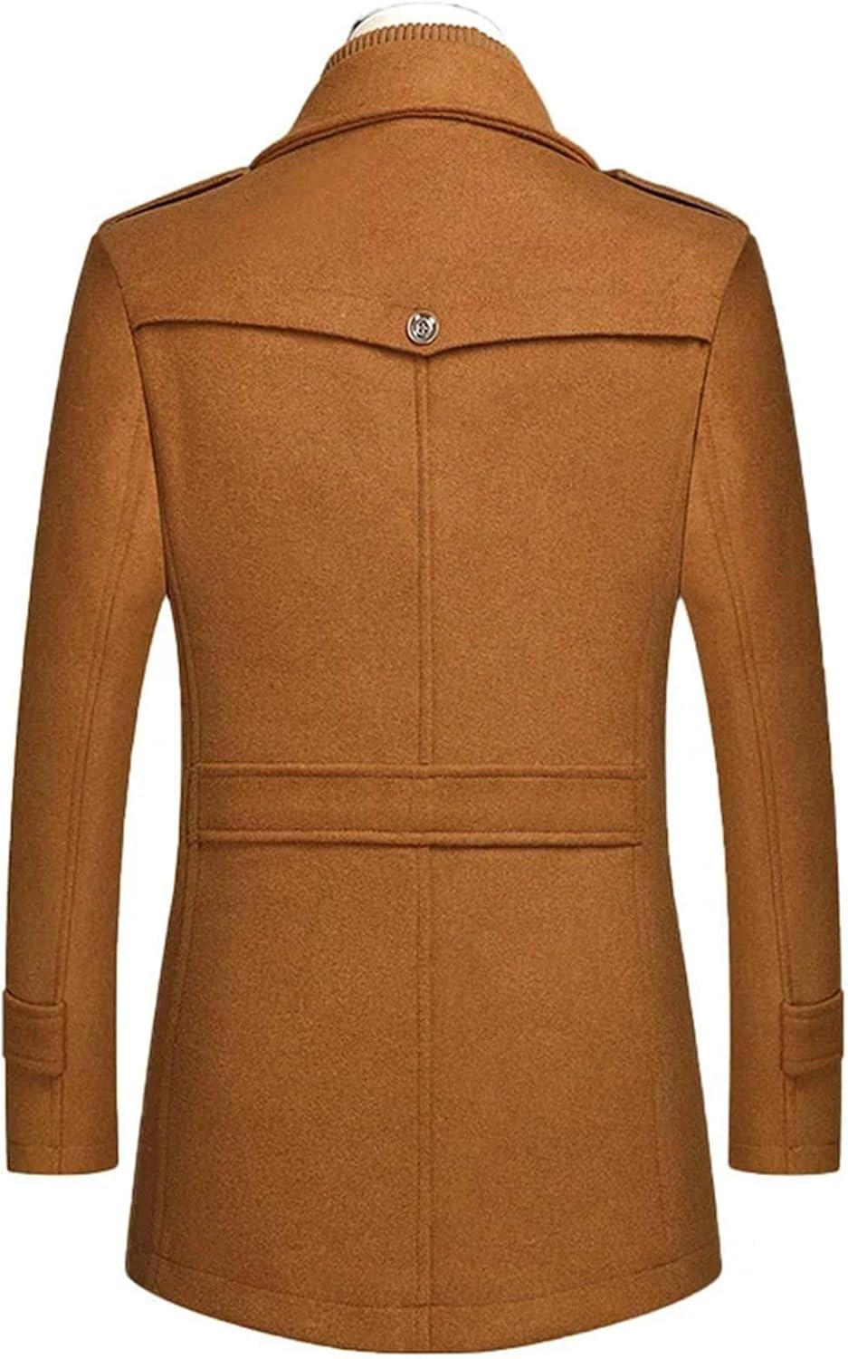 Men's Winter Wool Coats Fashion Middle Long Scarf Collar Cotton-Padded Thick Warm Woolen Jacket