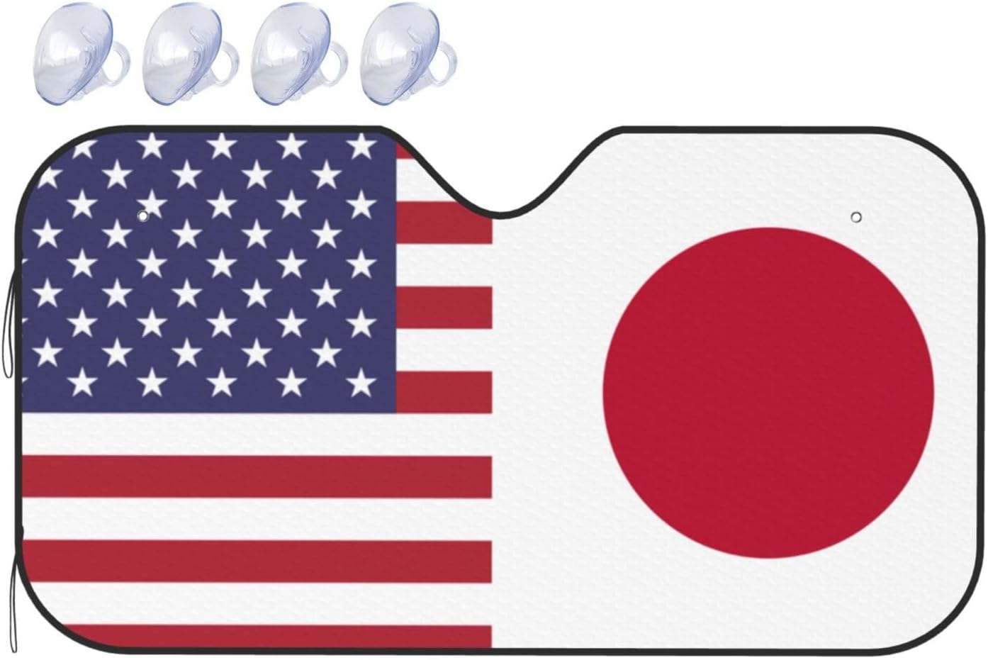 America Japan Friendship Flag Foldable Car Windshield Sunshade Blocks Heat and Sun Glare Uv Rays