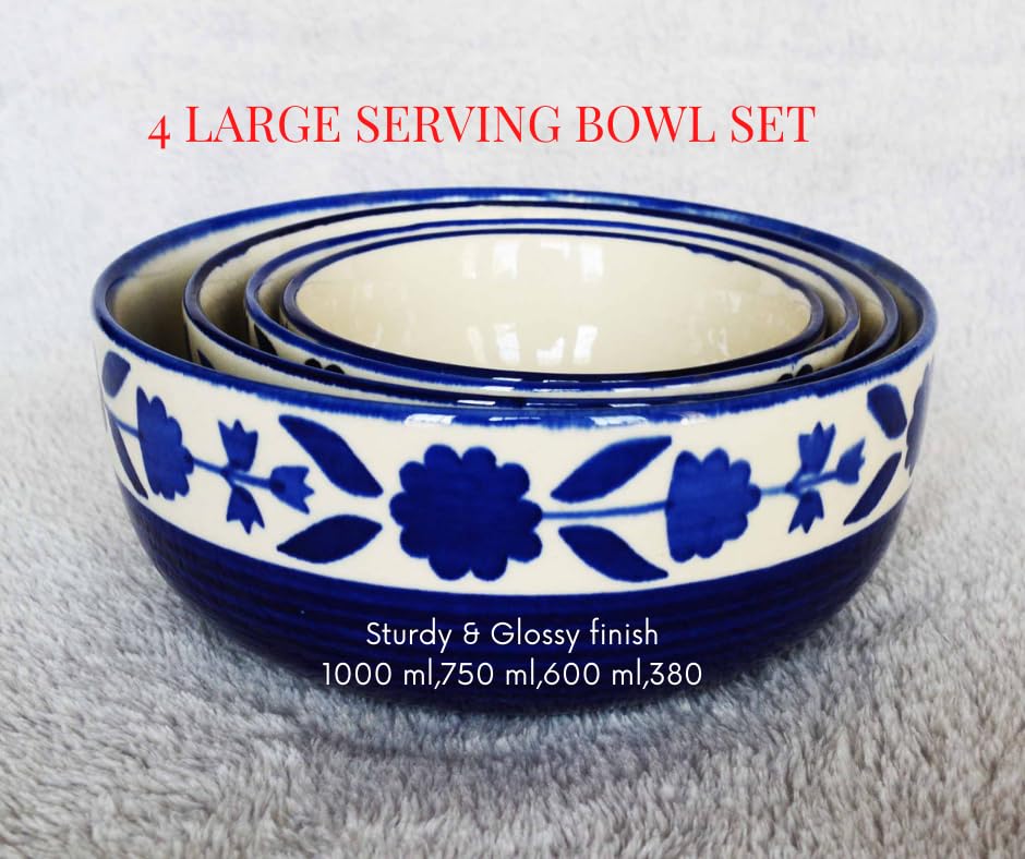 Image of Ceramic Dinner Set of 34 Pieces- Premium Blue Legend Collection | Chipproof Handpainted Stoneware Ceramic Set l | Lead and Cadmium Free,Food Grade Quality (34, Blue Legend)