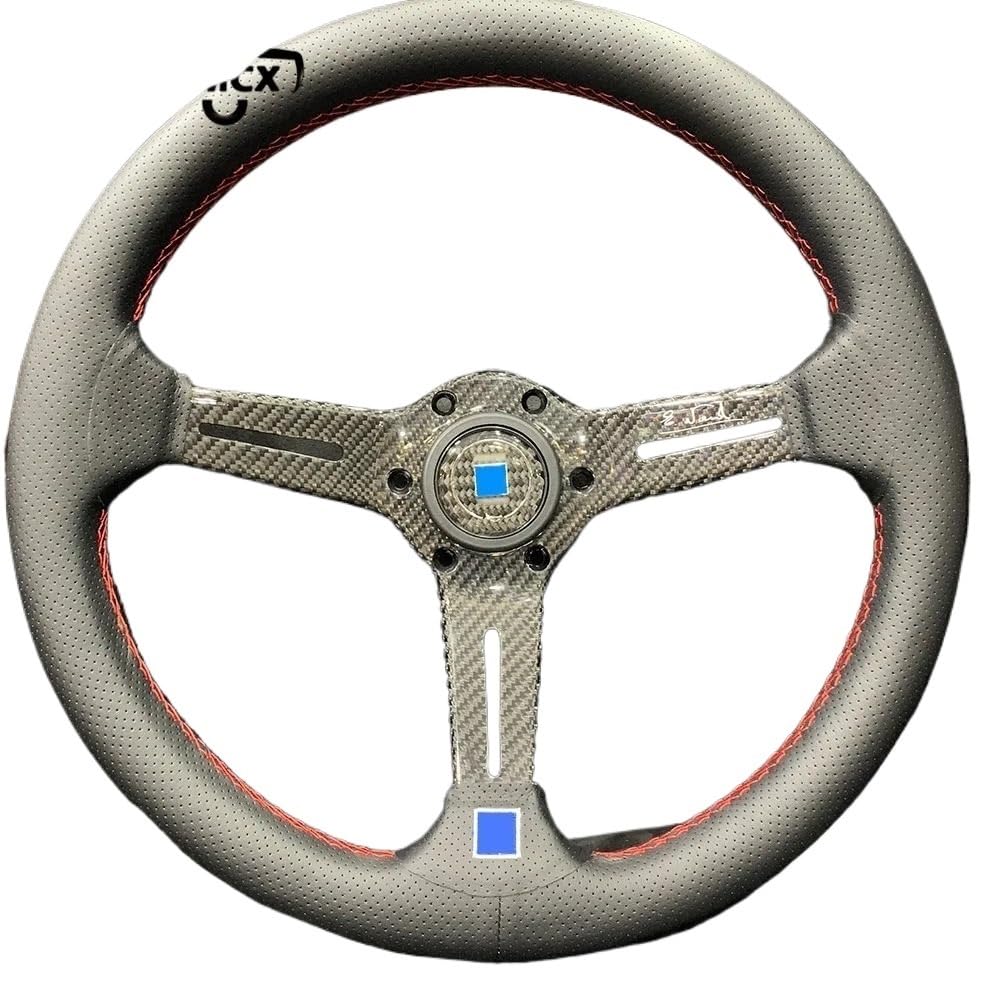 Volante da corsa universale, volante da gioco Volante sportivo universale in pelle for auto fibra di carbonio da 14 pollici e 350 mm(Size-2)