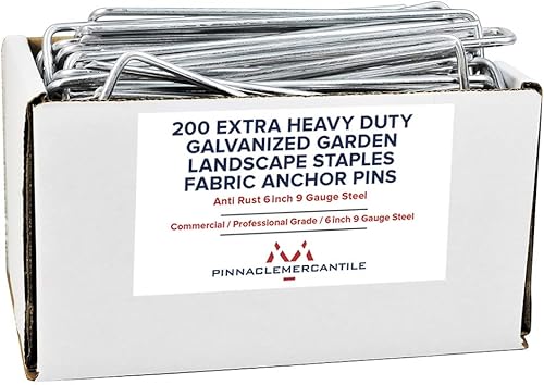 Miniatura 1 de Pinnacle Mercantile Grapas galvanizadas para paisajes de jardín, pasadores de anclaje de tela, antioxidantes, 6 pulgadas, fuerte, calibre 11, acero