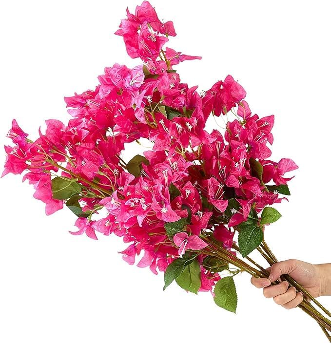 Premium Real Touch Artificial Bougainvillea Flower Stick Pack of 2 – 76 cm Faux Decorative Flower Stems for Home, Office, Wedding & Vase Decoration (Rose)-image-24