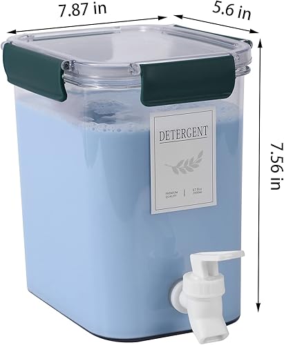 Miniatura 8 de Dispensador de detergente para ropa, cubo refrigerado de bebidas con grifo suavizante de tela contenedor para detergente, jugo de limonada, leche,