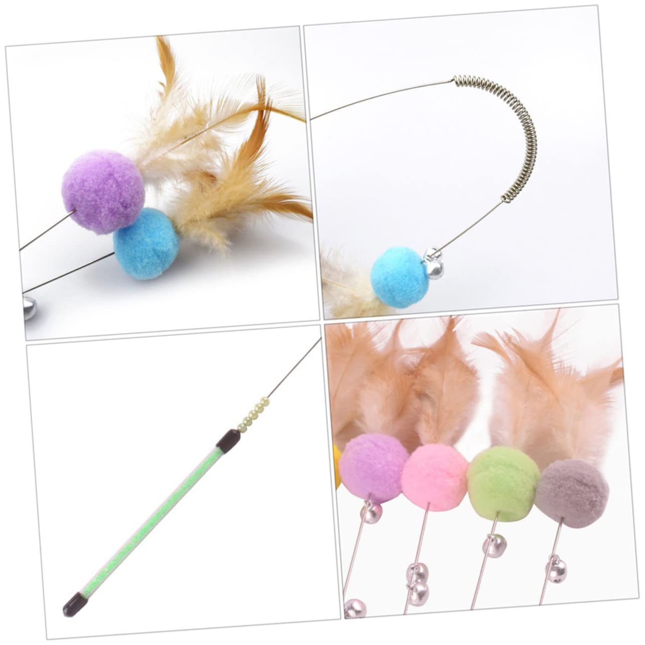 DOITOOL 3ensembles Set De Jouets Peluche pour Chat à Teaser avec Boules Et Clochettes Couleurs Aléatoires