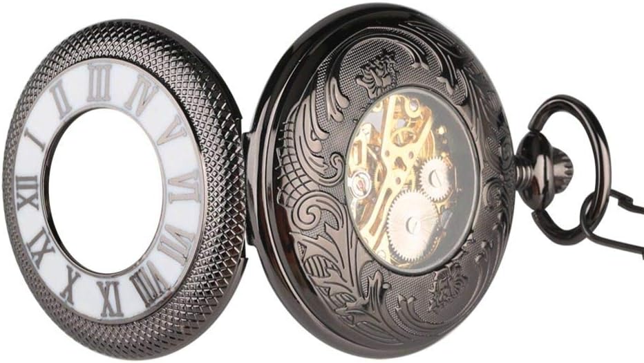 OIFMKC Pocket Watch Men's Pocket Watch,Mechanical Movement Golden Skeleton Pocket Watches for Man, Hollow Back Exquisite Chain Pocket Watch for Boy