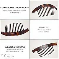 Vista 2 de Parcelona Par de peines laterales entrelazados de arco francés extra grande con carcasa marrón tortuga de 13 dientes