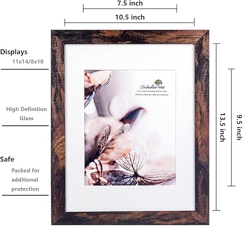 Vista 137 de Scholartree - Marco de fotos rústico de madera para mesa o montaje en pared. Beige,Negro,Marrón,Gris,2-Blanco,Azul,Marrón claro,Marrón