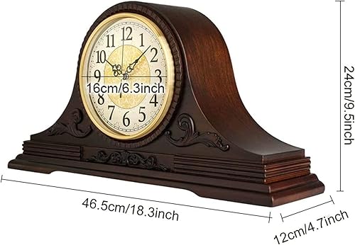 Miniatura 8 de Reloj de repisa, relojes de repisa retro, reloj de manto de madera para decoración de sala de estar, reloj de mesa silencioso, relojes de manto a