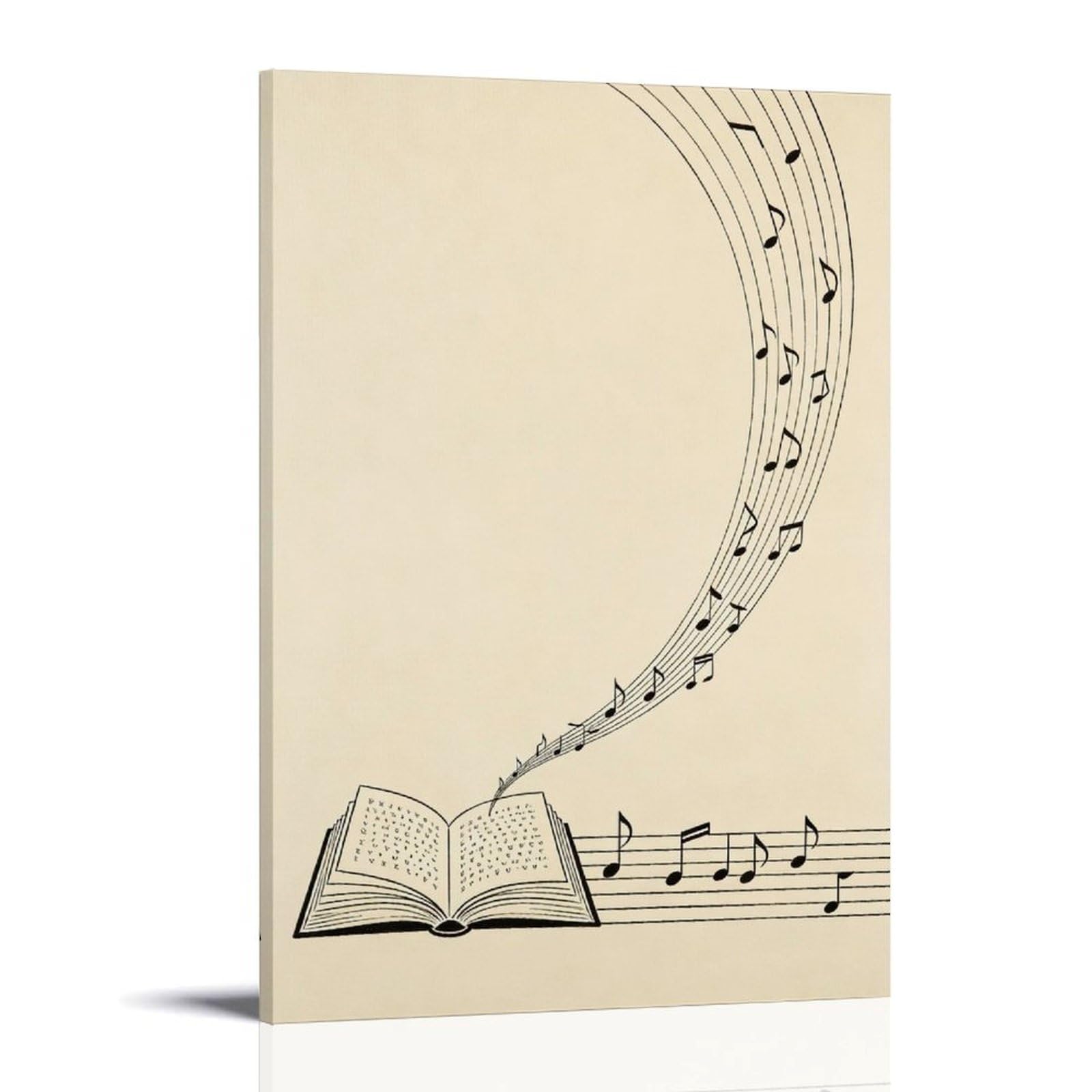 Lienzo minimalista con notas musicales, arte para pared, póster abstracto de partitura musical, libro abierto, impresión musical moderna en blanco y negro para estudio, aula, sala de estar, dormitorio