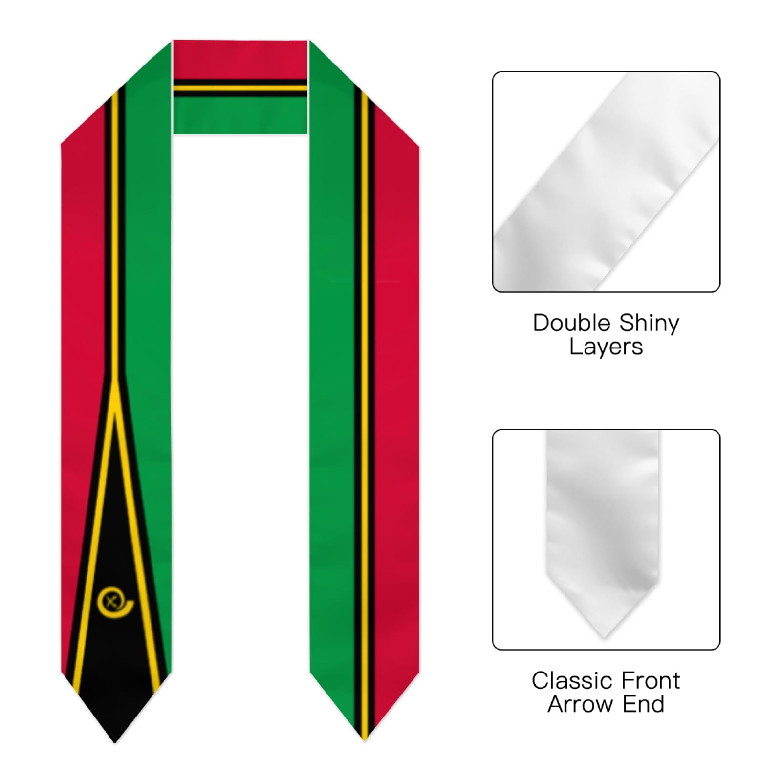 Vintage Vanuatu Vanuatuan Flag Graduation Stole Shawl Sash for Men Women Unisex Adult Double Sided Lightweight Scarf Class of 2025 Graduate Gift for Study Aboard International Students