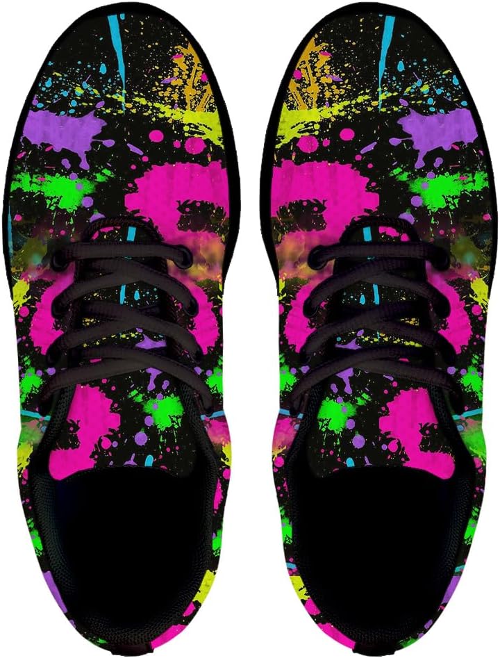 Neon Splatters with Paint Shoes for Women Men Trail Running Casual Fashion Sneakers Slip-on Tennis Shoes - Image 6