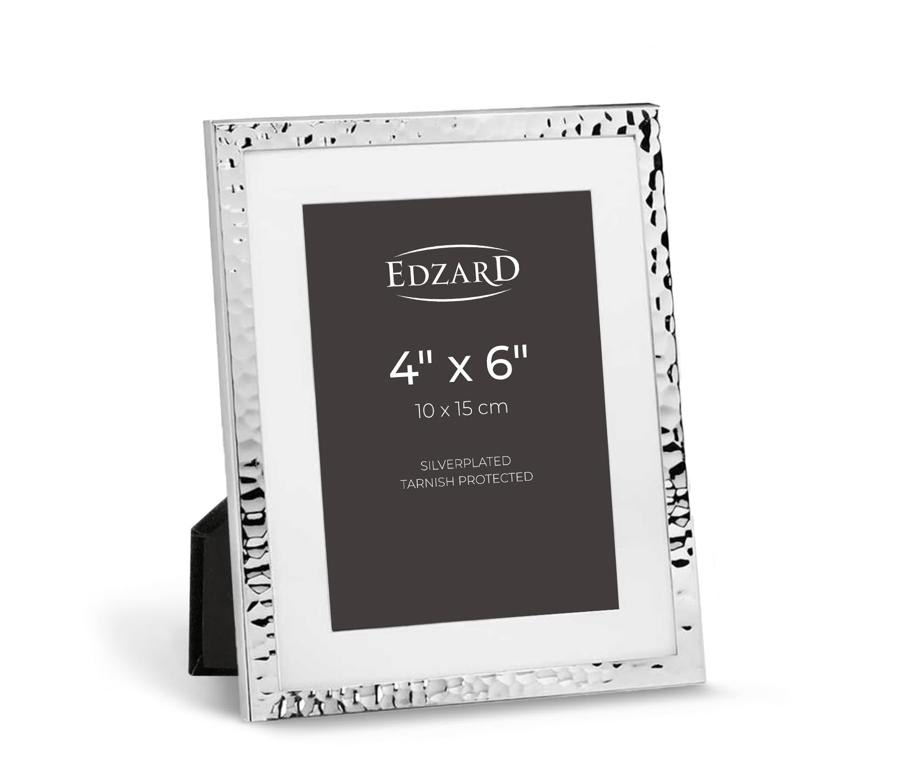 Edzard Silver Plated Photo Frame 4"x6" (10x15 cm) Fano, Non-Tarnishing, High Gloss Finish, Real Glass Front & Premium Velvet Back, Portrait or Landscape Display - Elegant Wedding Gift