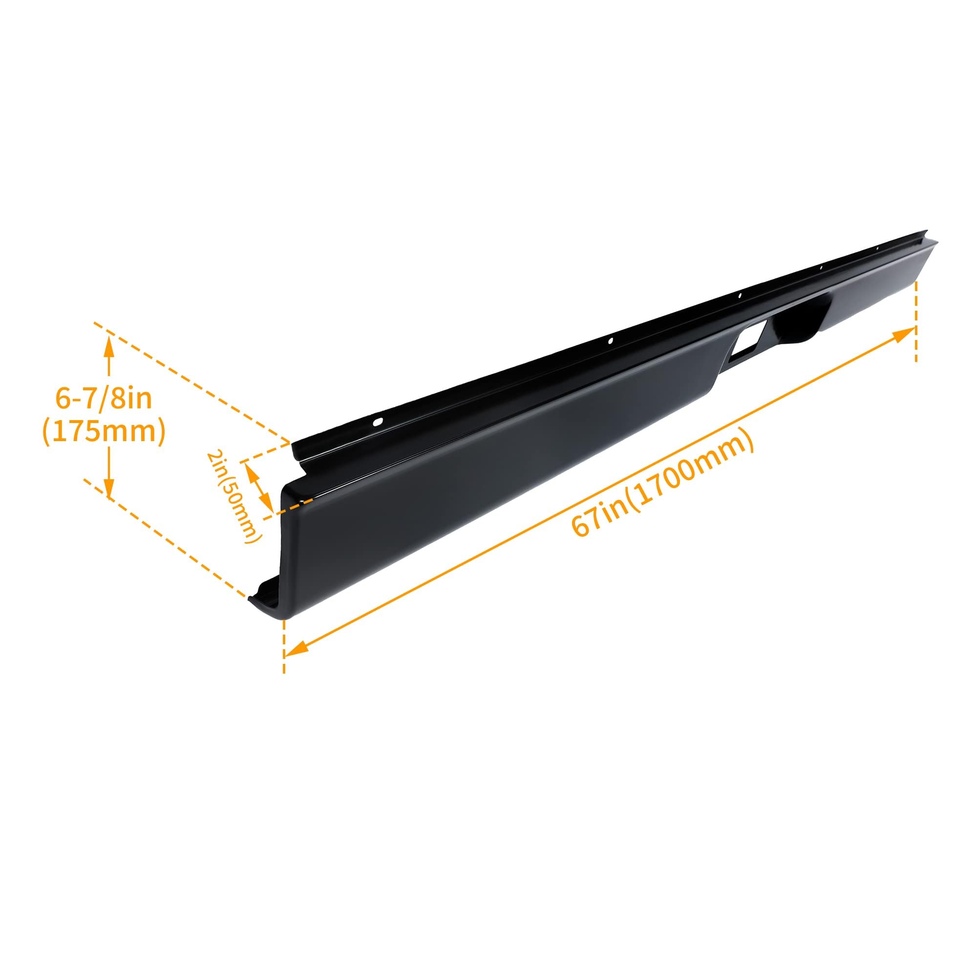 KUAFU Rear Bumper Roll Pan Compatible with 1973-1987 Chevy C10 C20 C30 K10 K20 K30 Pickup Fleetside/Styleside Bed w/License Plate LED Light Steel Electrophoresis Black