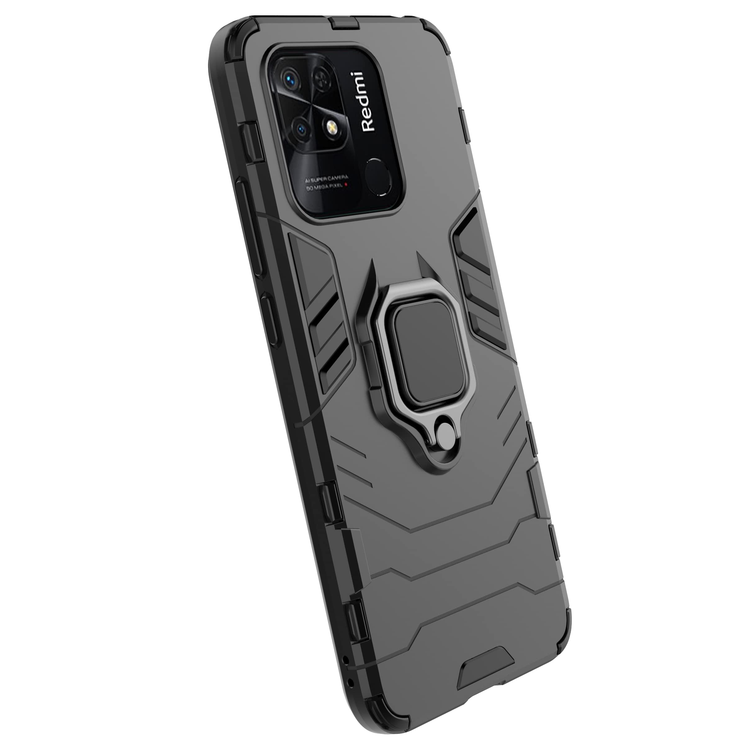 Custodia Per Xiaomi Redmi 10C Con Anello Metallico E Supporto Magnetico – TPU + PC Rigido, Blu, Antiurto