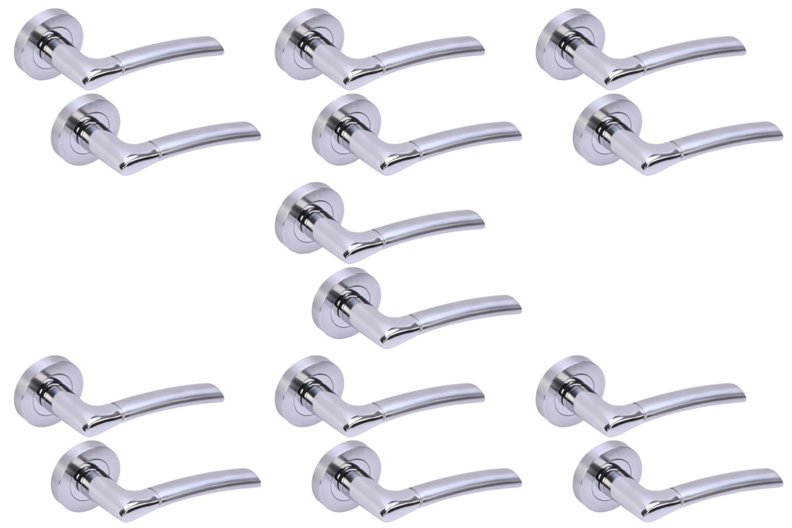 Hunta HANDLEZONE® 7 Sets Columba Lever On Round Rose Door Handles, Internal Passage Latch Handles - Dual Finish Polished/Satin Chrome