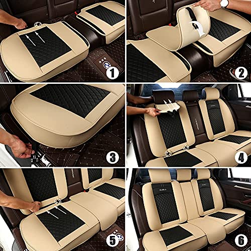 Giant Panda Rear Car Seat Cover Luxury Faux Leatherette Bench Seat Cushion Cover Solid Black, Fit Most Cars Suv Pick-Up Trucks #TOP7