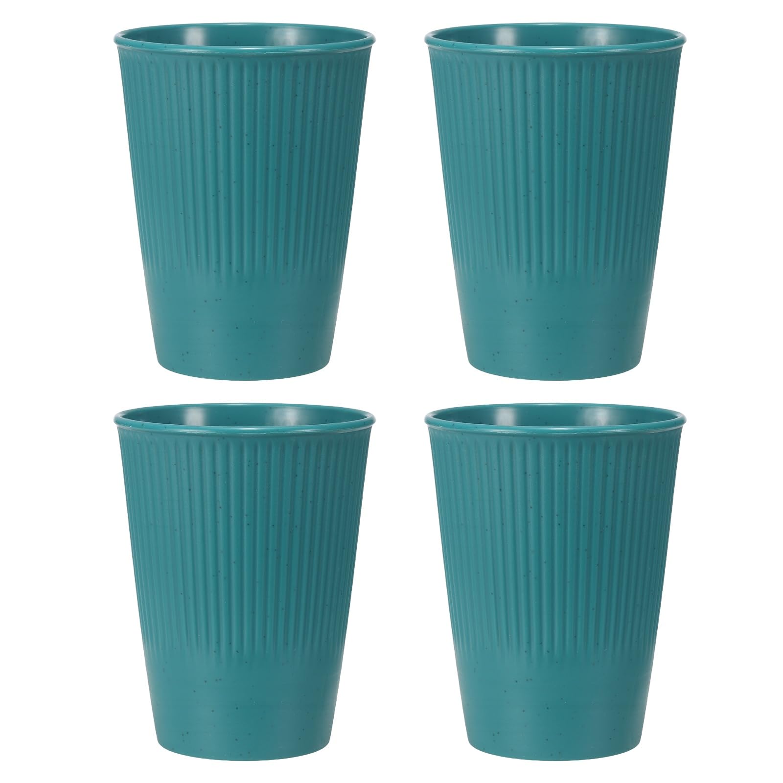 sourcing map 4 Pcs Simple Toothbrush Cup, 3.3 x 3.3 x 4.2" Dishwasher Safe Bathroom Tumbler Reusable Plastic Cup Set for Storing Toothpaste Combs, Dark Green