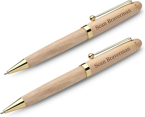 Miniatura 4 de Executive Gift Shoppe - Juego de bolígrafo y caja doble de madera de arce personalizado - Bolígrafos de escritura de madera con estuche de regalo de