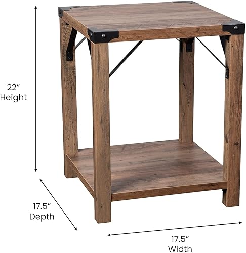 Miniatura 11 de Flash Furniture Wyatt - Mesa auxiliar moderna de 2 niveles, marco de madera de ingeniería gris lavado, soportes laterales entrecruzados de metal