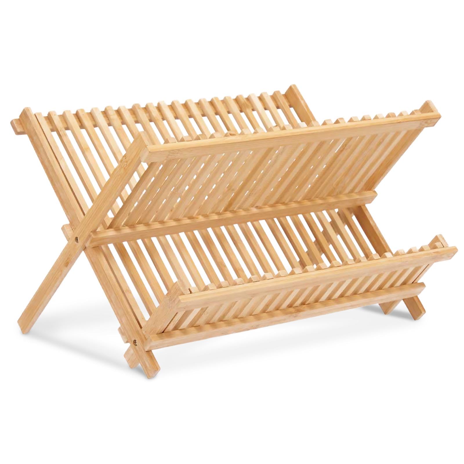TIENDA EURASIA – Escurreplatos de Bambú, 31,5 x 42 x 32 cm, Plegable y Resistente, Escurridor de Platos de Madera, Sujeción Segura, para Fregadero y Cocina
