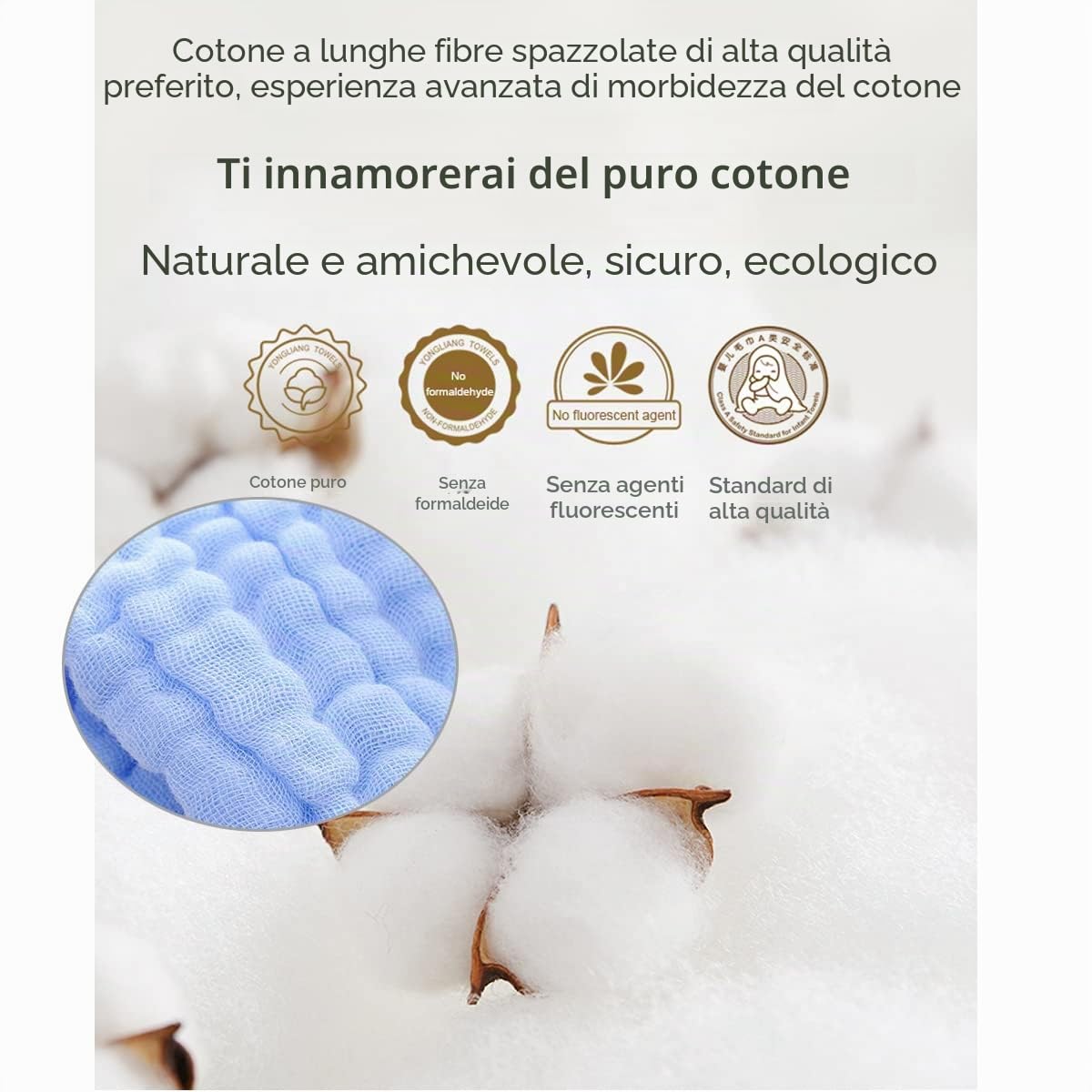 YeBon 2 asciugamani da bagno in mussola per bambini, in cotone super morbido, 6 strati, coperta fasciante per neonati 100 x 100 cm, registro del bambino come doccia (blu)