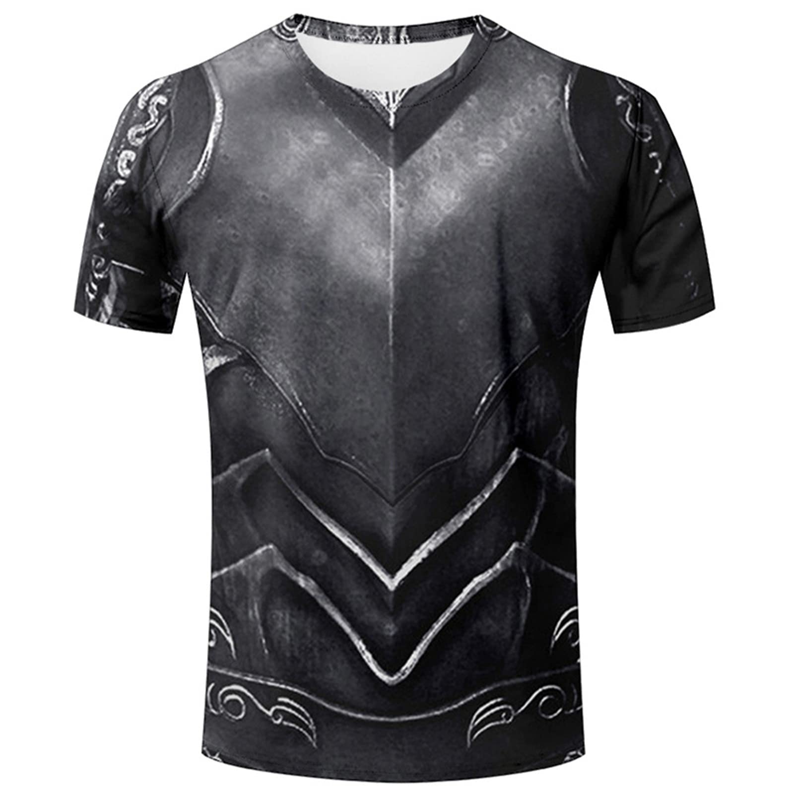 Men T-Shirt 3D Armor Printed Pullover Tee Casual Summer Crewneck Viking Printed Loose T Shirts Cosplay Costume Fitness Sportswear Tops