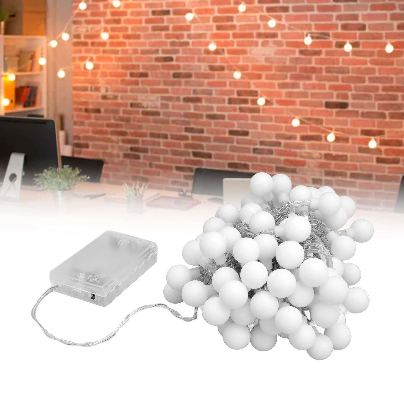 Cadena De Luces De Perlas Artificiales De 32.8 Pies, 100 Luces LED Con Pilas, Para Bricolaje, Boda, Fiesta De Cumpleaños, Dormitorio, Patio, Navidad, Luz Cálida