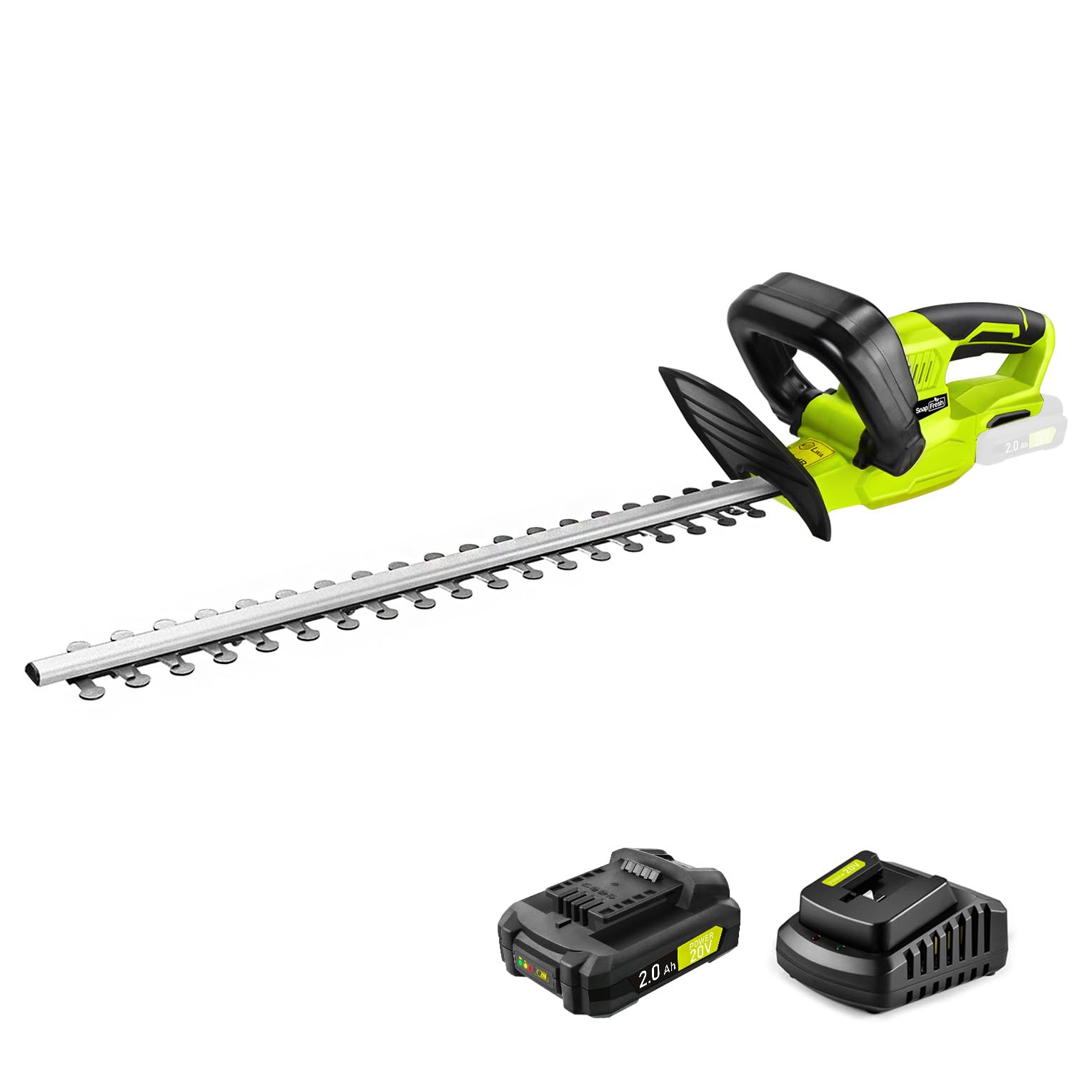 SnapFresh 20V Cordless Hedge Trimmer - 22" Dual-Action Blade,Electric Bush Trimmer,2.0Ah Battery & Fast Charger Included