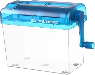 kowaku Triturador de papel manual, mini triturador de papel para escritório, ferramenta de corte de papel para casa, recibos manuais, triturador de papel, azul