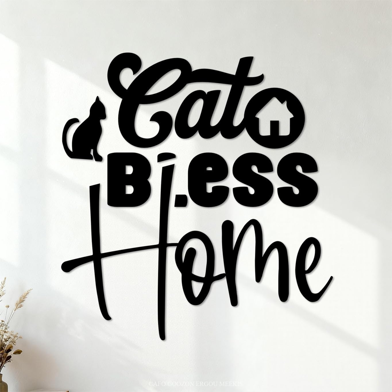 cat Quote Design Wall Decals 54.6x57.9cm Multi Color Selection Black