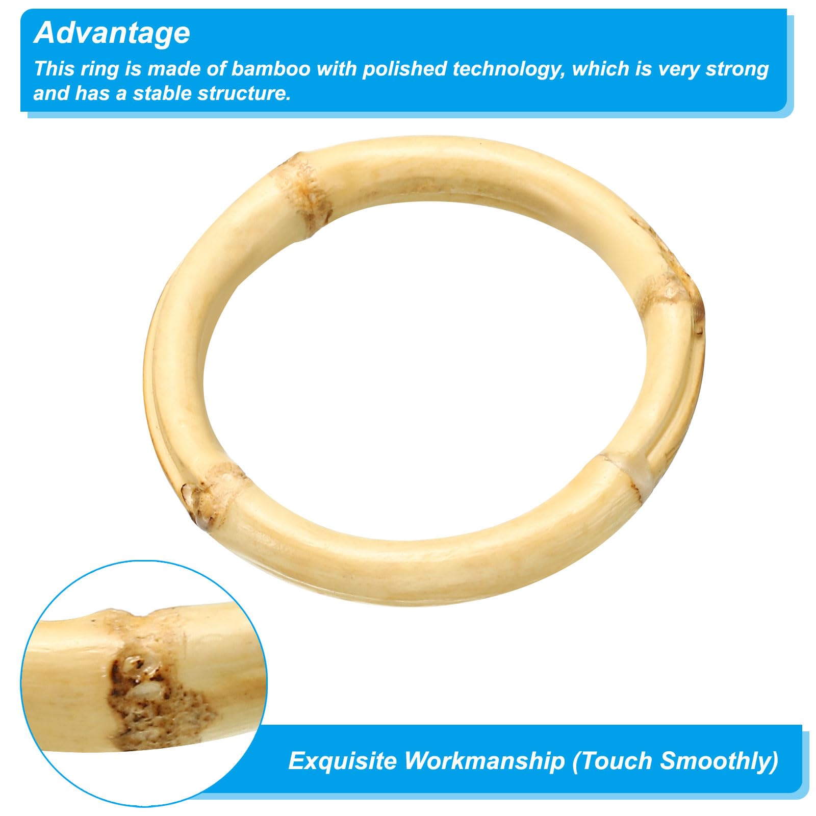 PATIKIL 2.5 Inch Bamboo Purse Handles, 4 Pcs Round Replacement Handmade Rings for Tote Bag Purse Making Decorations Wood - Image 3