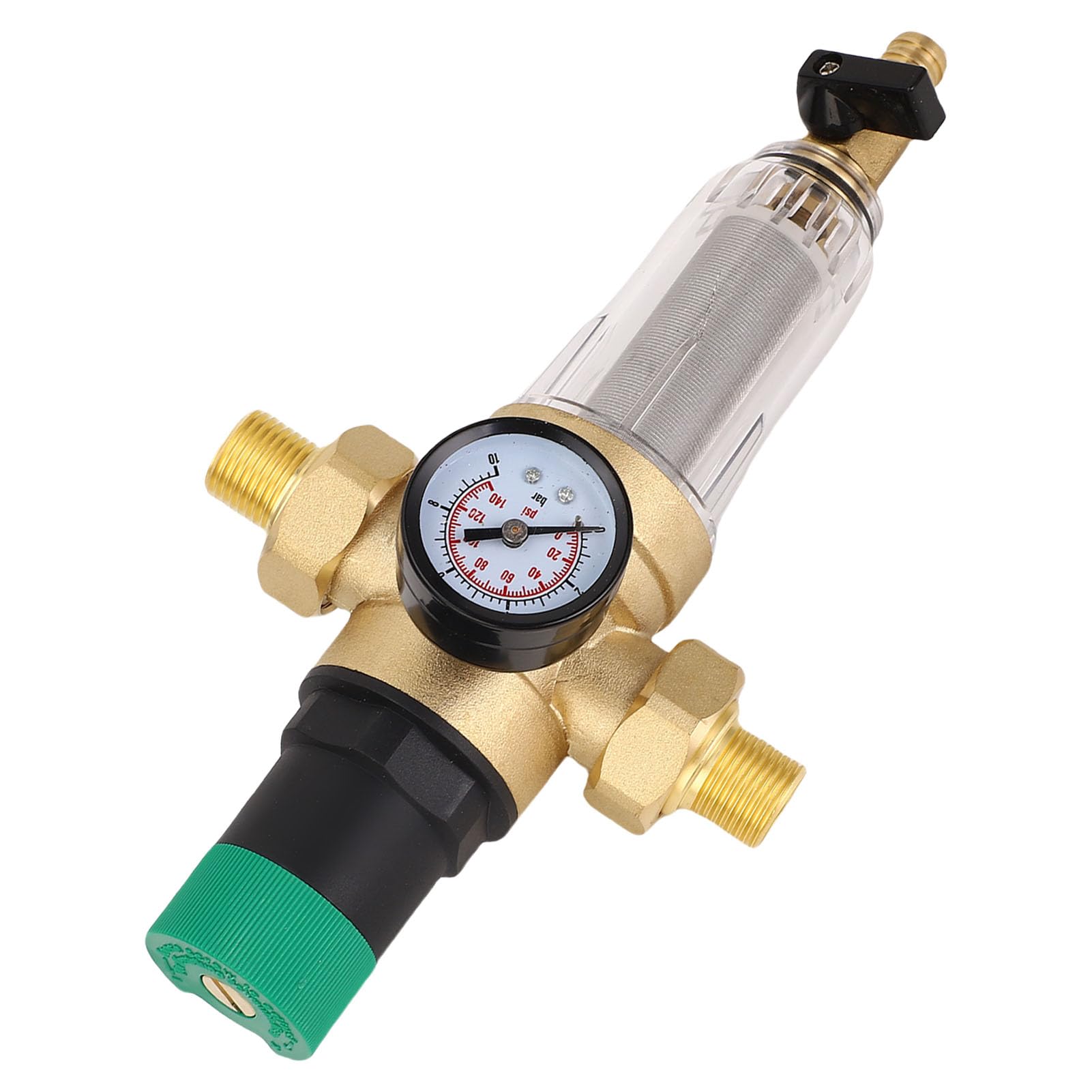 Regolatore della Pressione Dell'acqua, Valvola di Riduzione della Pressione in Ottone con Filtro del Backwash e Misuratore di Pressione Anteriore, per Dispositivi di