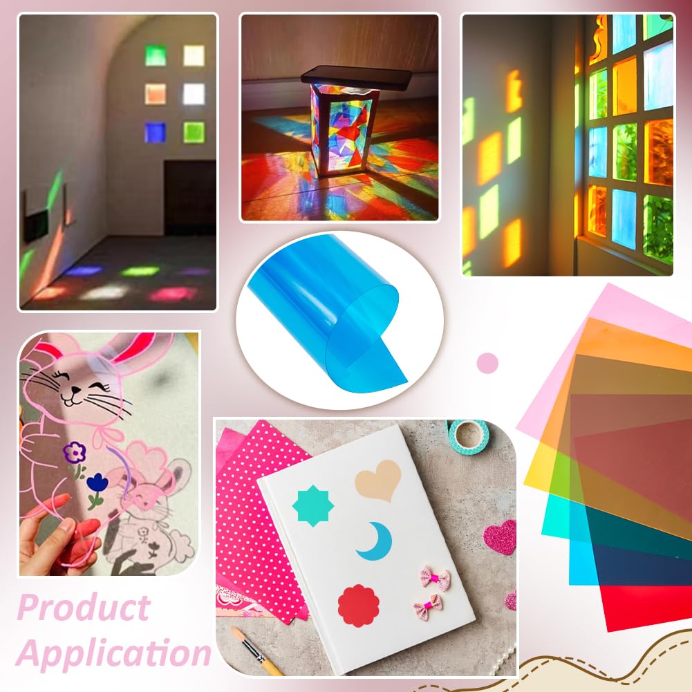 BENECREAT 24Pcs 6 Colors PVC Flexible Plastic Sheets, 11.8x8.3 Inch A4 Colored Translucent Plastic Sheets for Craft, Windows, Picture Frames, DIY Display Projects