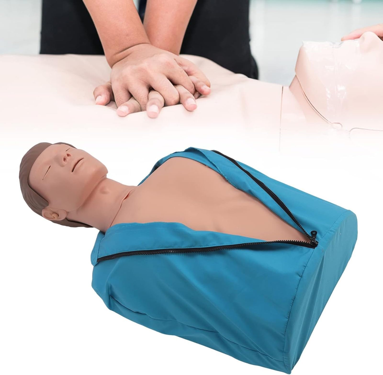 Maniquí de Entrenamiento de RCP para Adultos de Caucho de Medio Cuerpo para Respiración Artificial Maniquí de Entrenamiento de Reanimación Cardiopulmonar Humana Maniquíes
