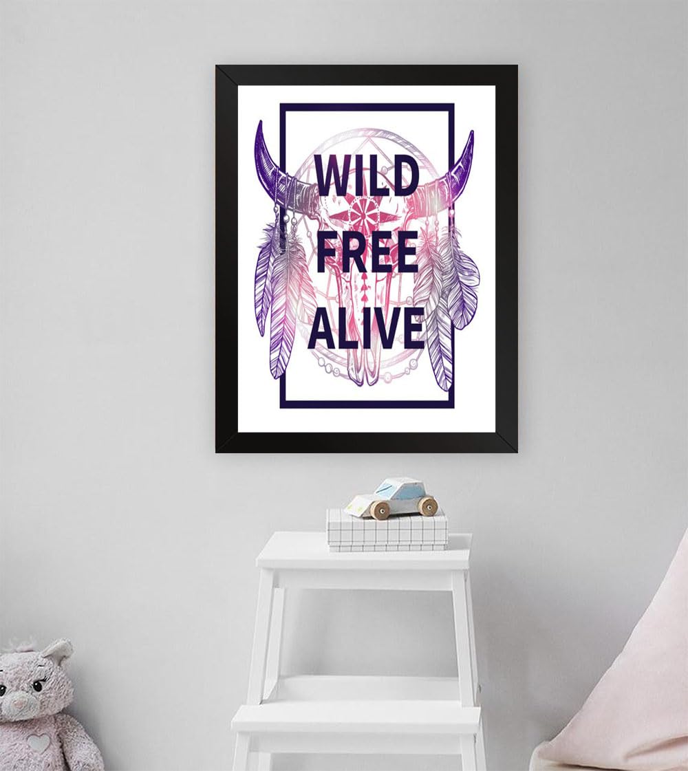 GADGETS WRAP Printed Photo Frame Matte Painting for Home Office Studio Living Room Decoration (11x17inch Black Framed) - Wlid Free Alive Feathers Art