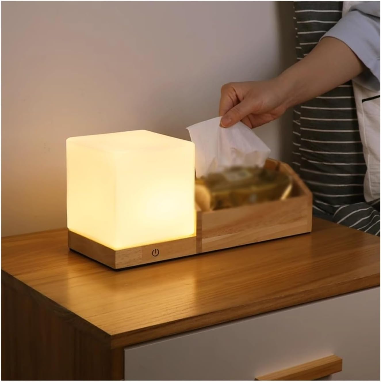 Bedside Lamp Table Lamp Bedside Lamp Night Light Bedroom Simple Charging Remote Control Multifunctional Storage Wooden Bedside Table Lamp