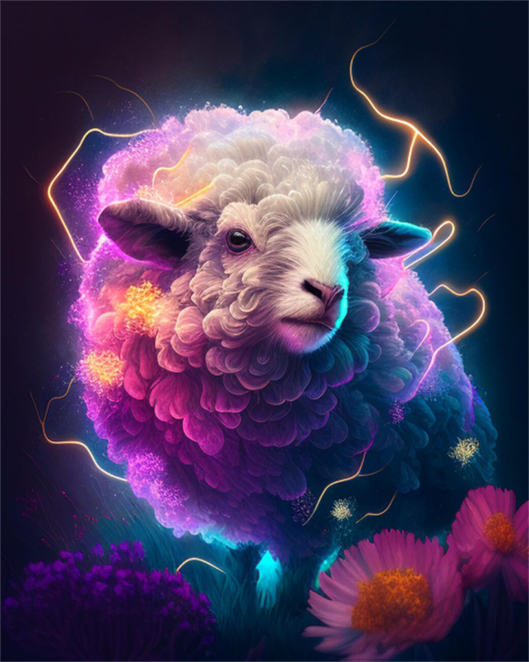 RKFLGEW DIY Bead Embroidery Kits Fantasy Sheep 40x50cm