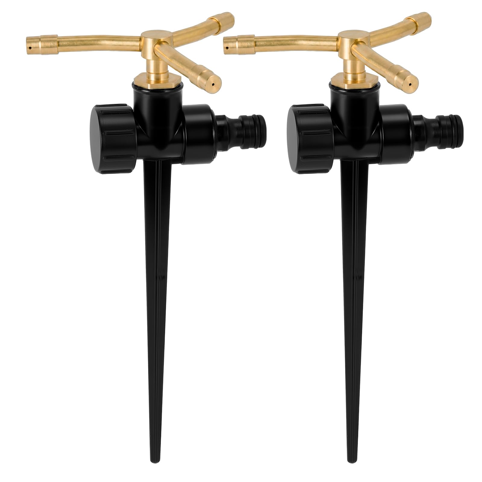 Lot de 2 Arroseurs de Pelouse en Métal, 3 Bras Système d'arrosage Automatique Rotatif à 360° avec Base à Piquet, arroseurs automatiques pour Jardin, arrosage de Grandes Surfaces pour Plantes