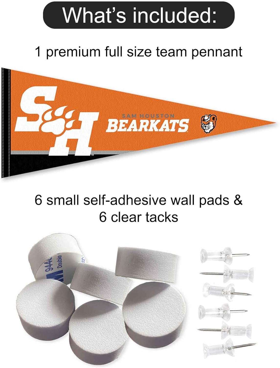 College Flags & Banners Co. Sam Houston State Bearkats Pennant Flag and Wall Tack Mount Pads - Image 2