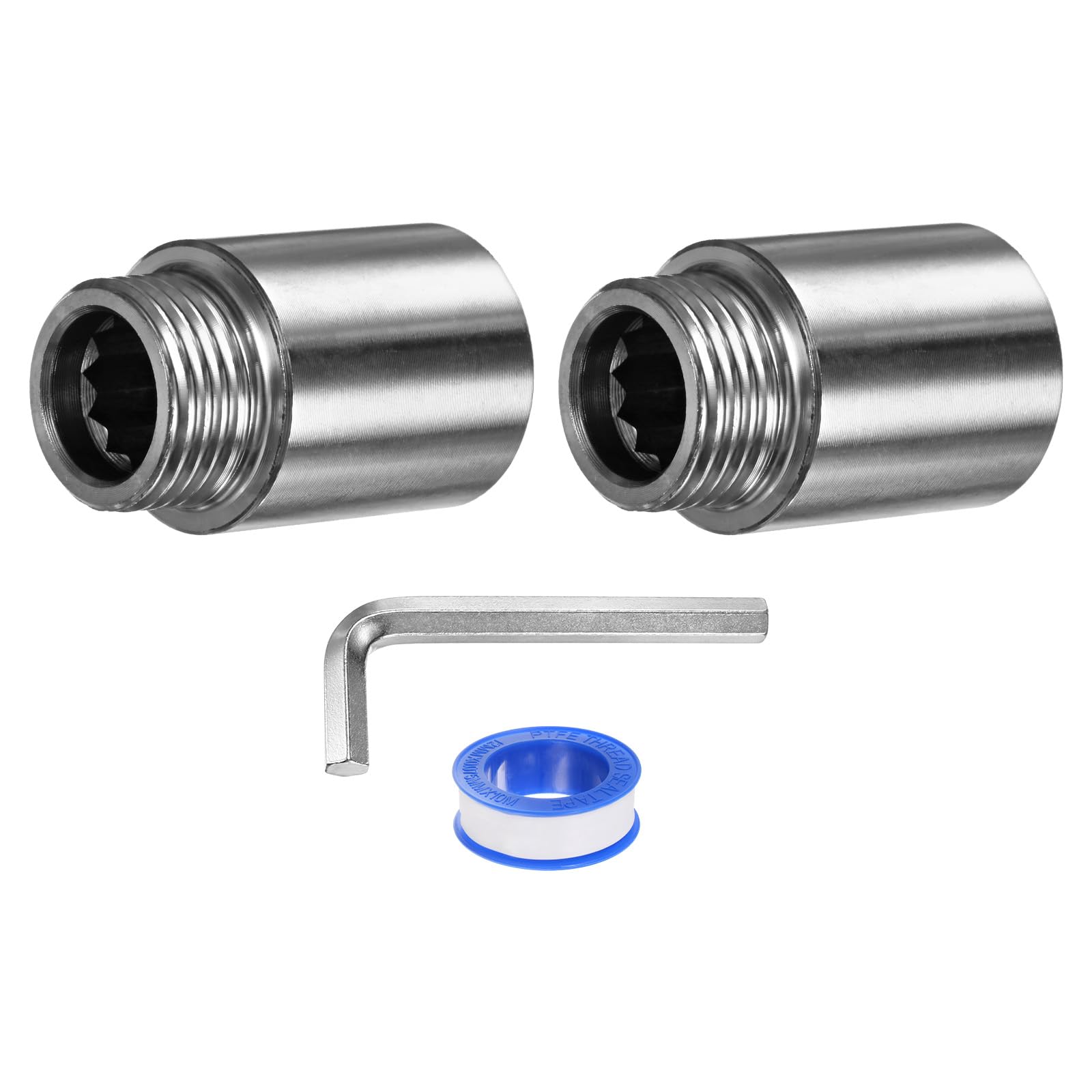 M METERXITY Shower Head Extension Arm Stainless Steel G1/2 Male to Female Extension Pipe Fitting with Thread Seal and Hexagonal Wrench Tape for Shower/Faucet Plumbing Coupler 1.57"/40mm 2-Pack