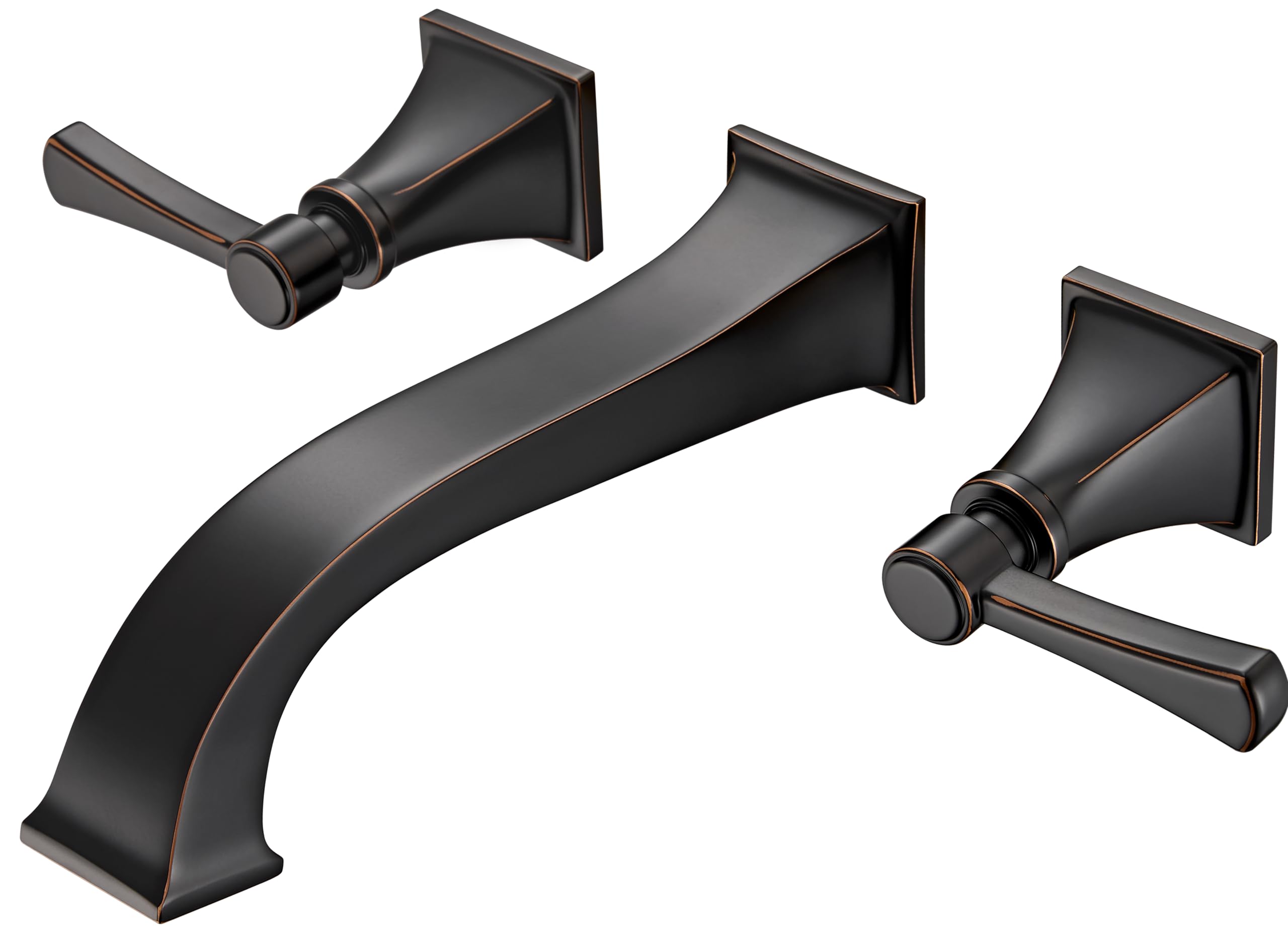 Photo 1 of Wall Mount Tub Faucet,Oil Rubbed Bronze High-Flow 2-Handle Tub Filler,10-Inch Square Spout with Engineered Curves, Solid Brass, Rough-in Valve Included,KOTTISAARI