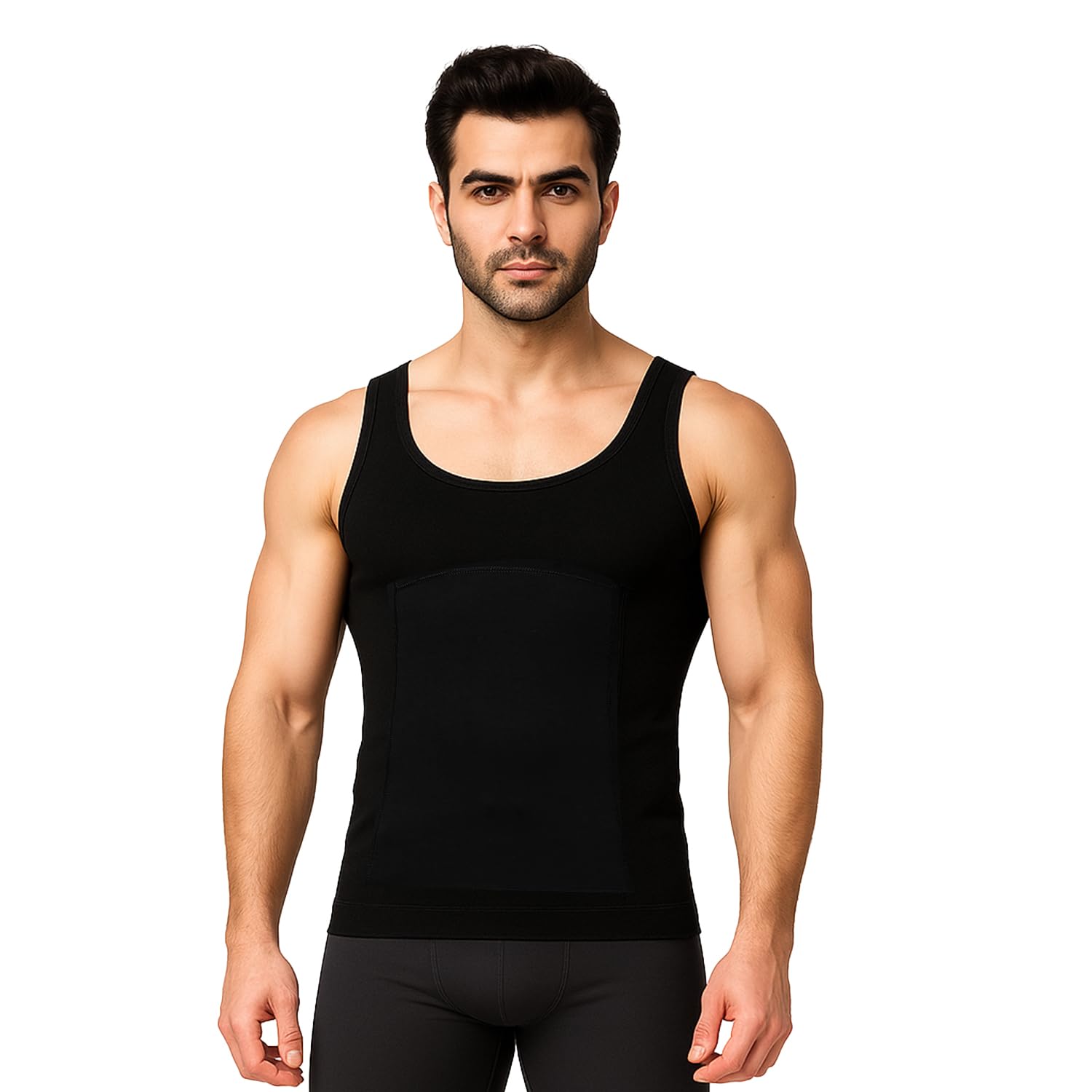 Mens Cotton Compression Shirt Slimming Body Shaper Vest Sleeveless Waist Trainer Workout Tank Top Tummy Control Shapewear
