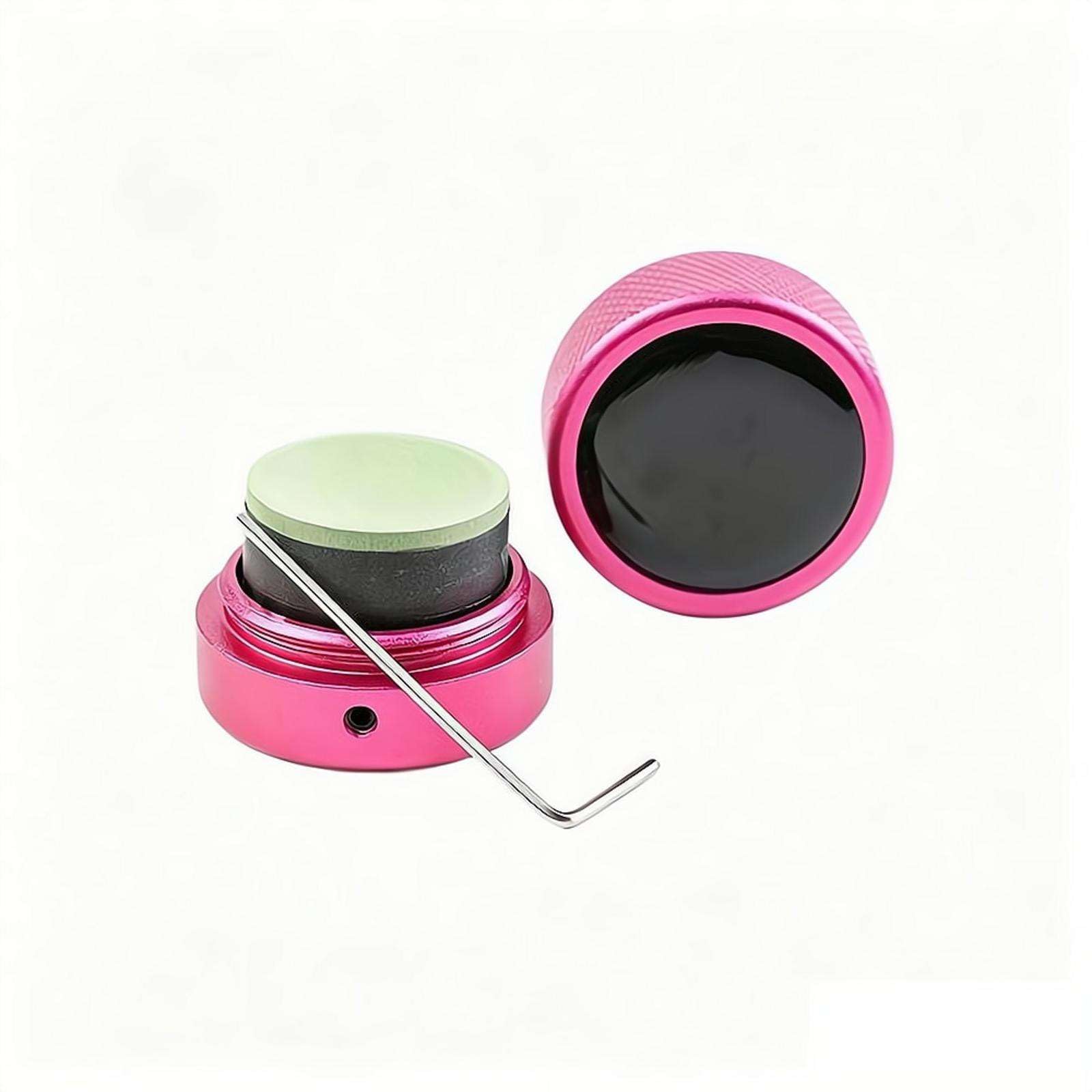Pool Chalk Holder Round Shaped Practical Tool Billiards Accessories Magnetic Mini Chalk Tip Case Container Round Box Billiards New Upgrade (Pink)
